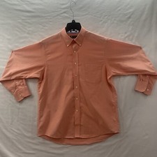 CHAPS classic fit oxford button down shirt coral Orange Blue size 16-16.5 /32-33