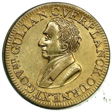 (1834) Low-16 HT-30 R-2 Brass GULIAN C. VERPLANCK Hard Times Token