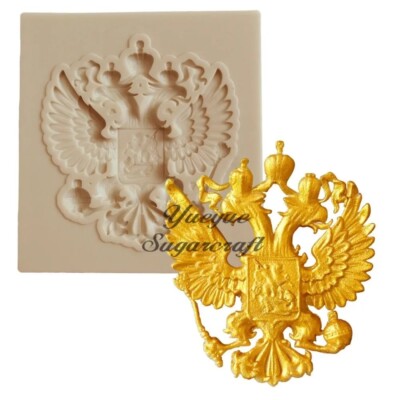 Russian Double Headed Eagle Silicone Mold Fondant Sugarcraft Food Safe cake Mold