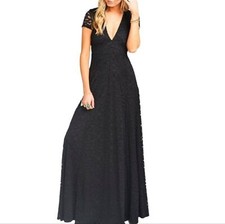 Show Me Your Mumu Dress Small Black  Eleanor Lace Bridesmaid Maxi Formal NEW