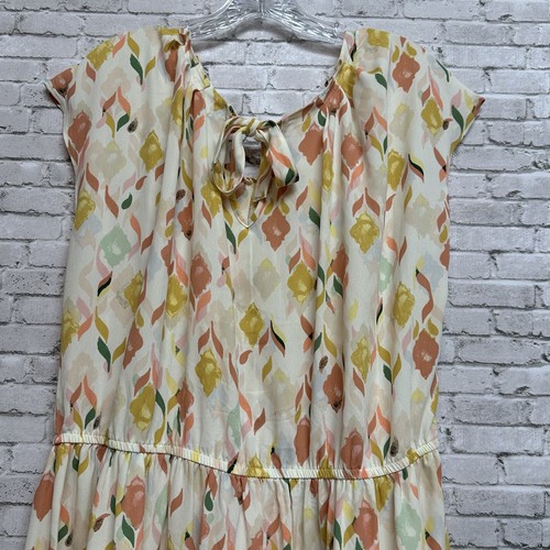 Lauren Conrad Women's Size XXL Floral Dress Pleat Neck Keyhole Tie in Back - Picture 8 of 13