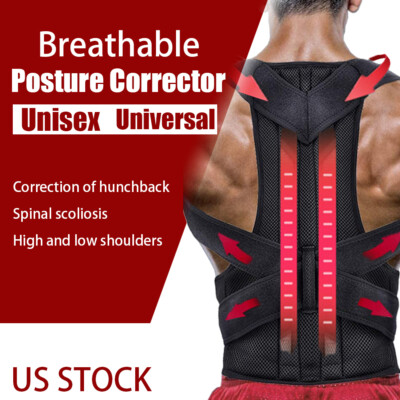 Back Brace Posture Corrector Shoulder Straightener, Adjustable Full Back Support