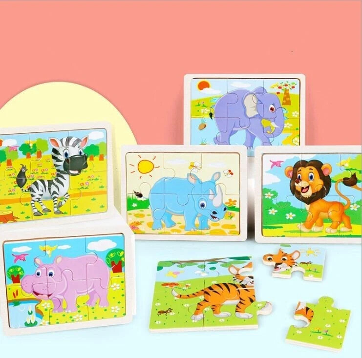 Wooden Puzzle Set for Kids Ages 3-6, 4 Packs with 24 Farm-Themed Pieces