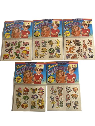 Anthropomorphic Temp Tattoos Adorn Gifts Lovely Series 5 Sets Vintage 1993 NOS - 第 1/11 張圖片