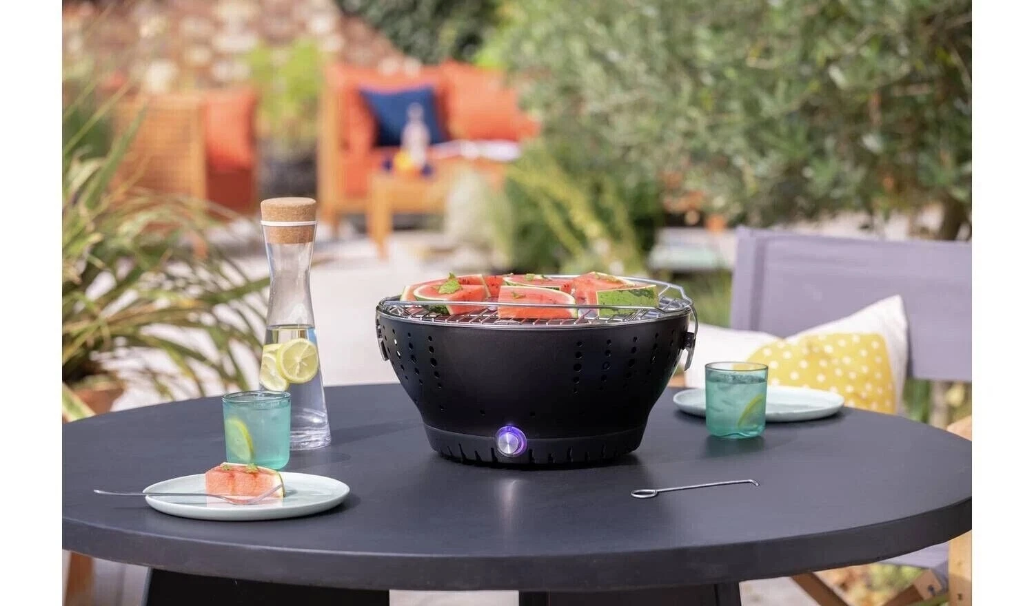 Portable Charcoal BBQ Grill & Built In Fan, Tabletop Smokeless Garden Barbecue