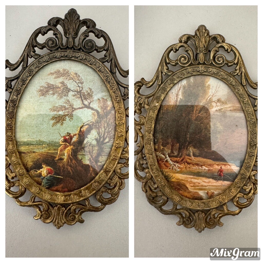 Vintage ornate Brass made in Italy wall picture frames