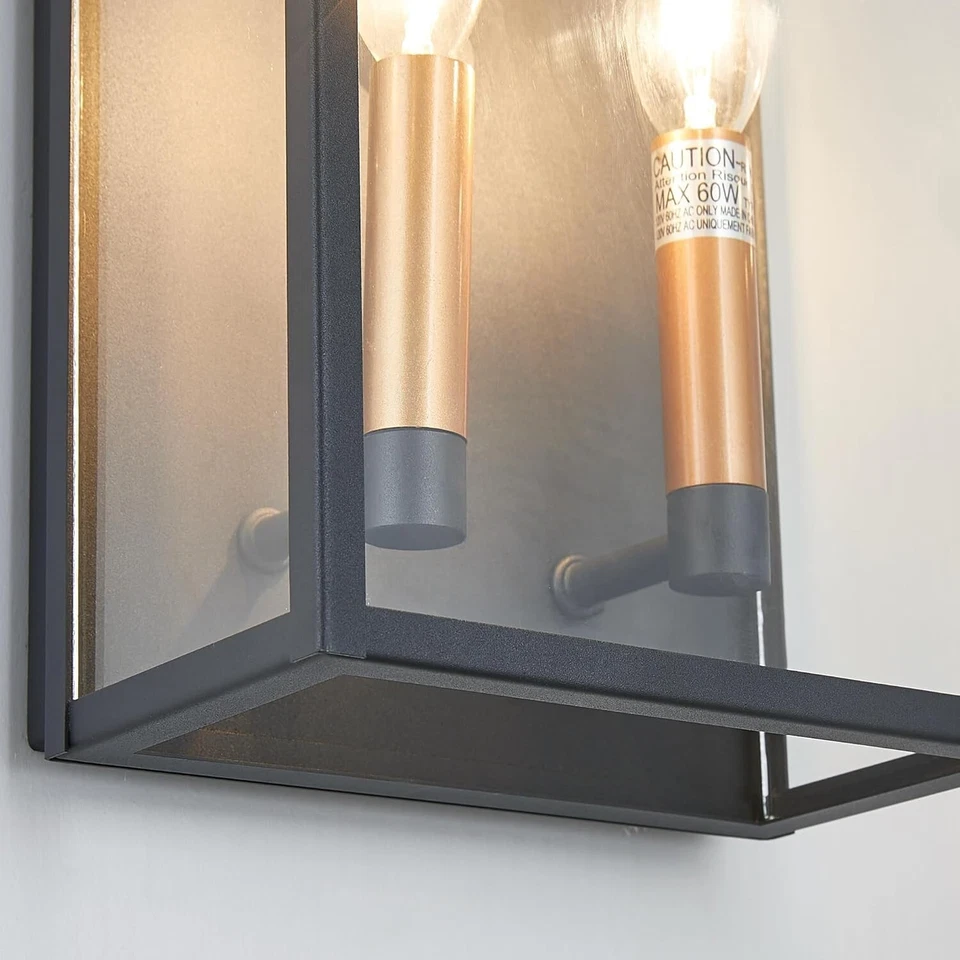 18英寸壁灯透明玻璃纹理黑色和金色蜡烛帽 — 第 2/4 张图片