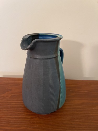 Abstract Multi-Color/Turquoise Matte Glaze Studio Pottery Pitcher Signed - Picture 6 of 10