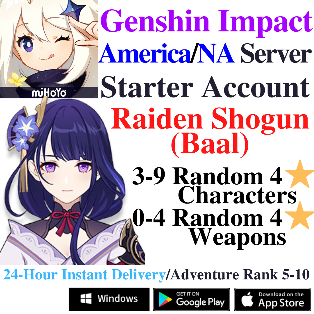 [America/NA] [INSTANT] Genshin Impact Raiden Shogun Baal Starter Account