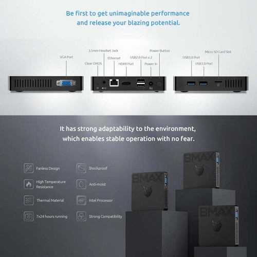 Mini PC BMAX B1 Pro Windows 10, 8 GB+128 GB, Intel Celeron N4000, compatible con HDMI/V - Imagen 8 de 9