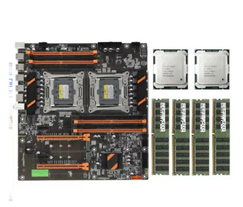 2x Intel Xeon E5-2680 V4 CPU + X99 Motherboard ATX + 4x 32GB DDR4 2133P ECC RAM- - Picture 1 of 20