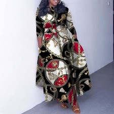 Women's Fall Midi Dress Long Sleeve Casual Crew Neck Smocked Long Dress