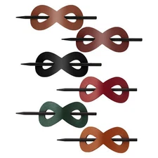 Leather Hair Barrette with Stick Hair Bun Holder Ponytail Hair Pin Headdress