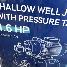 AquaStrong PGA150 Shallow Well Jet Pump with Pressure Tank 1.6HP