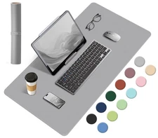 Dual-Sided Desk Pad Natural Cork & PU Leather Mouse Pad for Desk Desk Pad Pro...