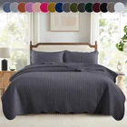 3 Piece Quilted Bedspread Set Soft Reversible Comforter Bedding Sets Queen King
