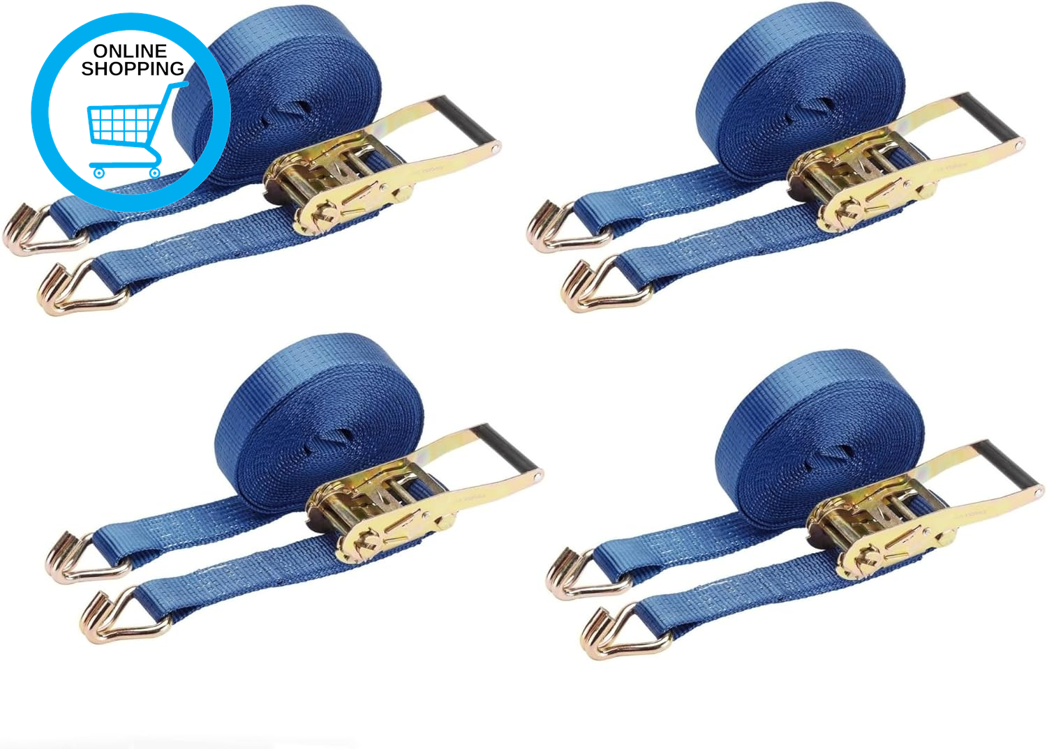 Flexzon 4 X Heavy Duty 8 Meter X 50Mm Ratchet Tie down Strap Lorry Lashing 5Ton