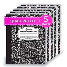 Graph Paper Composition Notebook, 5 Pack, 200 Pages 100 Sheets , Quad Ruled ...