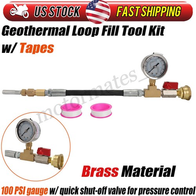 #ad Geothermal Loop Fill Tool 100PSI Pressure Test Gauge 1 8”Needle For Garden Hose $56.04