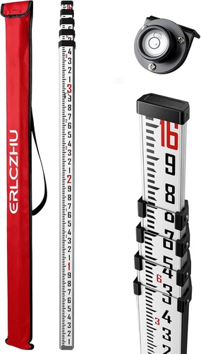 16 FT Sided Aluminum Grade Rod, 5 Sections Telescopic Measuring Rod, Double-Side - product listing photo