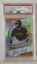 2021 Bowman Chrome 40-Man Futures Autograph Orange Nick Gonzales #/25 PSA 9 Mint