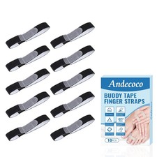 Andecoco Buddy Tape Finger Straps, 10pcs Black Wrap One Size,