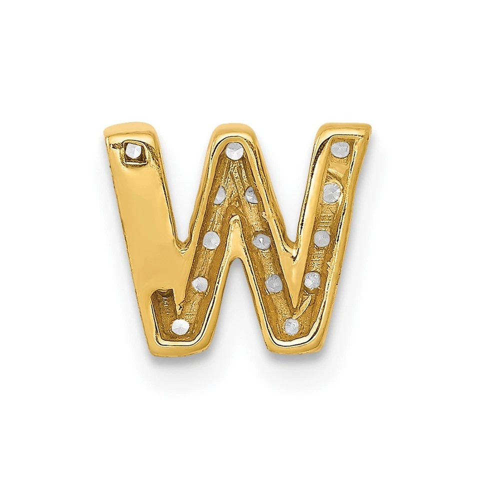 10K Yellow Gold Diamond Initial "W" Letter Charm Pendant L 10.1mm, W 10.51mm - image 3 of 4