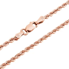 10K Rose Gold 1.5mm-6mm Diamond Cut Rope Chain Necklace Mens Womens 16"-30"