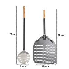 Pizza Peel 2 Piece Set Stainless Steel Turning Peel with Aluminum Alloy Pizza Sh