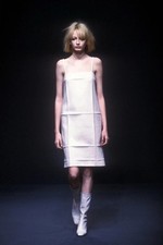 NWT Archive PRADA Fall 1998 Black Wool Nylon Folded Crease Slip Dress 40 Vintage