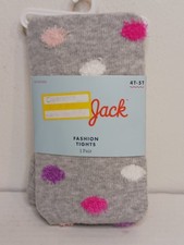 Cat  Jack 1 Pair Fashion Tights Gray w/ Polka Dots Sz 4T-5T Cotton/Poly NWT