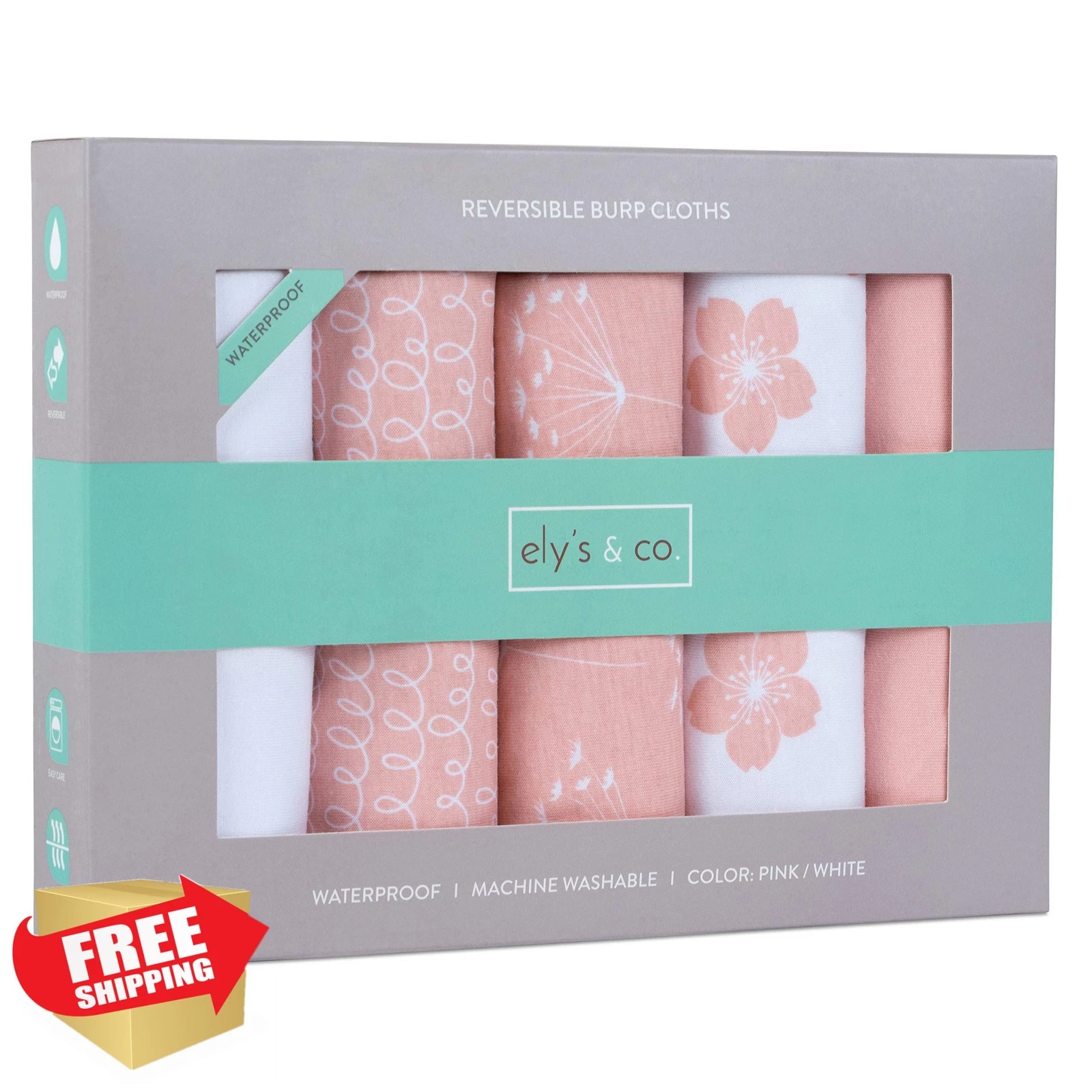 Ely's and Co. Burp Cloths Pink 5 Pack 20x12