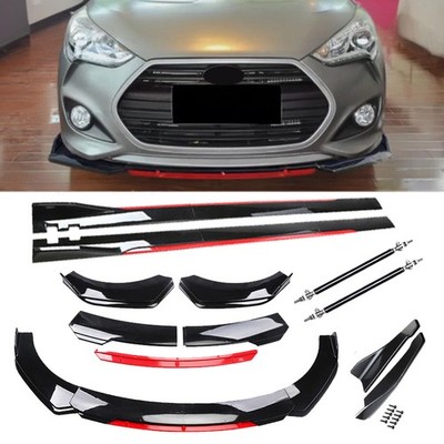 For Hyundai Veloster Front Bumper Lip Splitter Gloss Black Red Side Skirt Body K