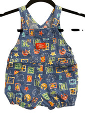 RARE Vintage Baby Oshkosh B'gosh Overalls 6-9Month Sea Life Ocean Fish Crab