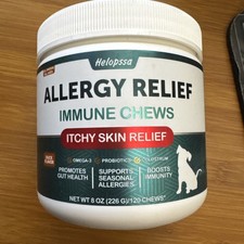 Dog Allergy Chews Itching Relief Probiotics Salmon Oil Skin Coat 120 Treats 7/28