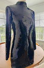 Express Black  Long Sleeve Open Back Bodycon Mini Dress S