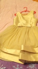 Xtraordinary Girls Yellow Formal Dress Size 7 Satin Tulle Bow Polyester