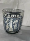 ONE Jeanette Corinthian Blue 3.5" Flat Tumbler Glass Greek Figures Hellenic 8oz