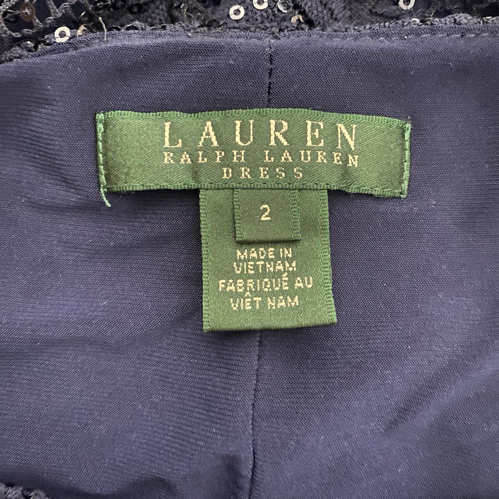 RALPH LAUREN Navy Blue Sequin Dress Size 2 Mother Of The Bride Cocktail Sheath thumbnail 7