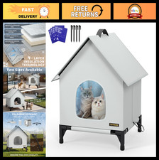Outdoor Waterproof Insulated Cat House with Cooling Ice Packs for Small/Medium C