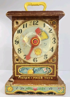 Fisher Price No 997 Musical Tick Tock Teaching Clock Swiss Music Box 1962 Works