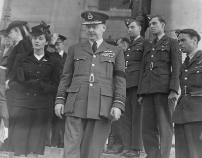 Sir Arthur Harris leaves a memorial service at St Martin OLD PHOTO