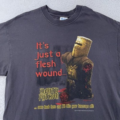 Vintage Monty Python T-Shirt Mens L/XL Black Holy Grail Black Knight 00s