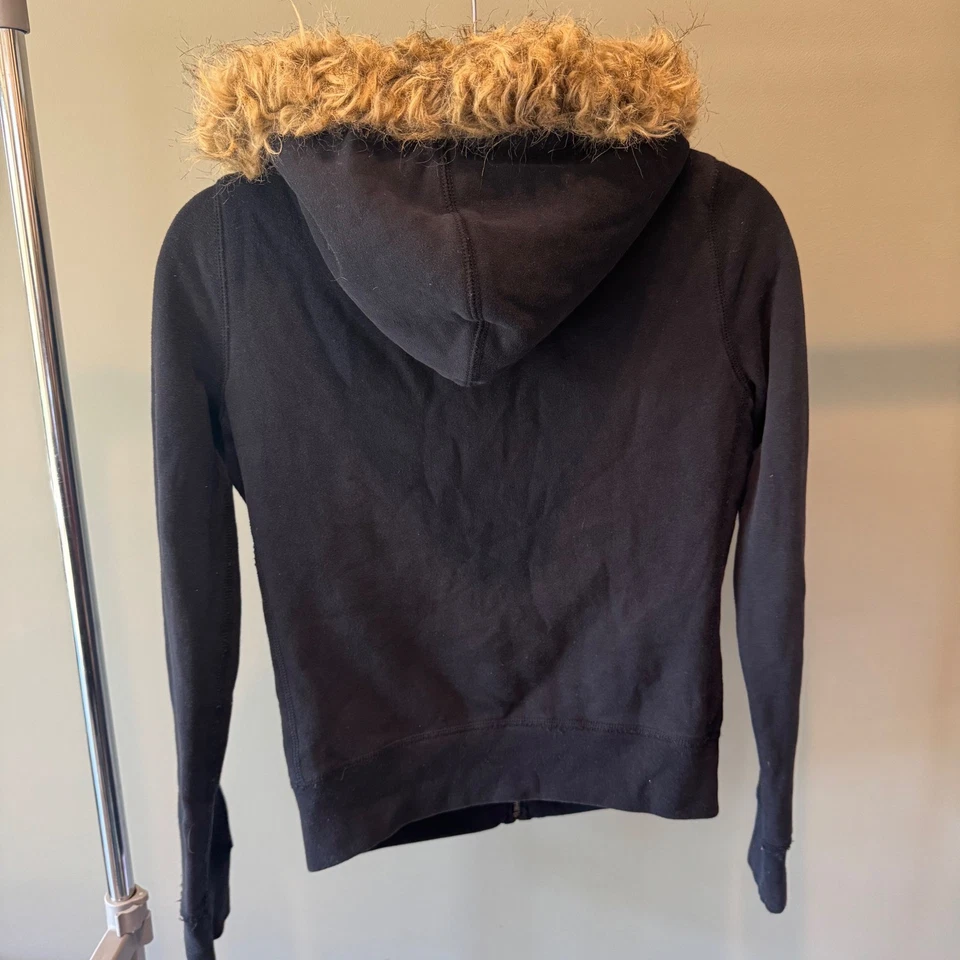 Y2K Style Abercrombie & Fitch Kids Navy Full Zip Heavy Hoodie Faux Fur Girls XL - Image 3 of 4