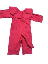 Handmade Youth Halloween Red Devil Costume Romper With Tail & Ruffled Collar M/L