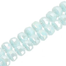 Crystal Glass Beads, 8 mm Rondelle Crystal Beads, Light Lake Blue