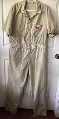Dickies Coveralls Tan Brown Short Sleeve Men s Size 44 Reg  Jumpsuit Coveralls