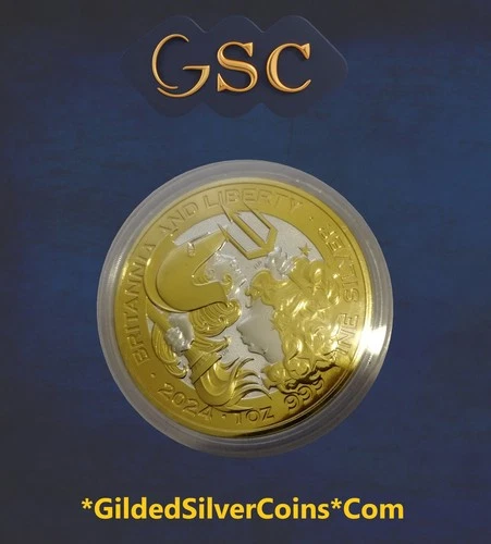 Silver Bullion Coins 2024 Britannia Liberty Royal Mint 1 Oz .999 Gilded Edition