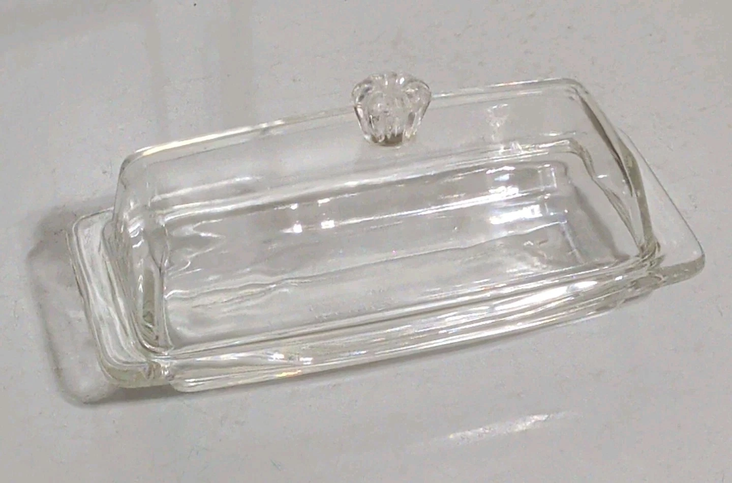 Vintage PYREX 72-B Corning Clear Glass Butter Dish w/Lid USA Oven Microwave Safe