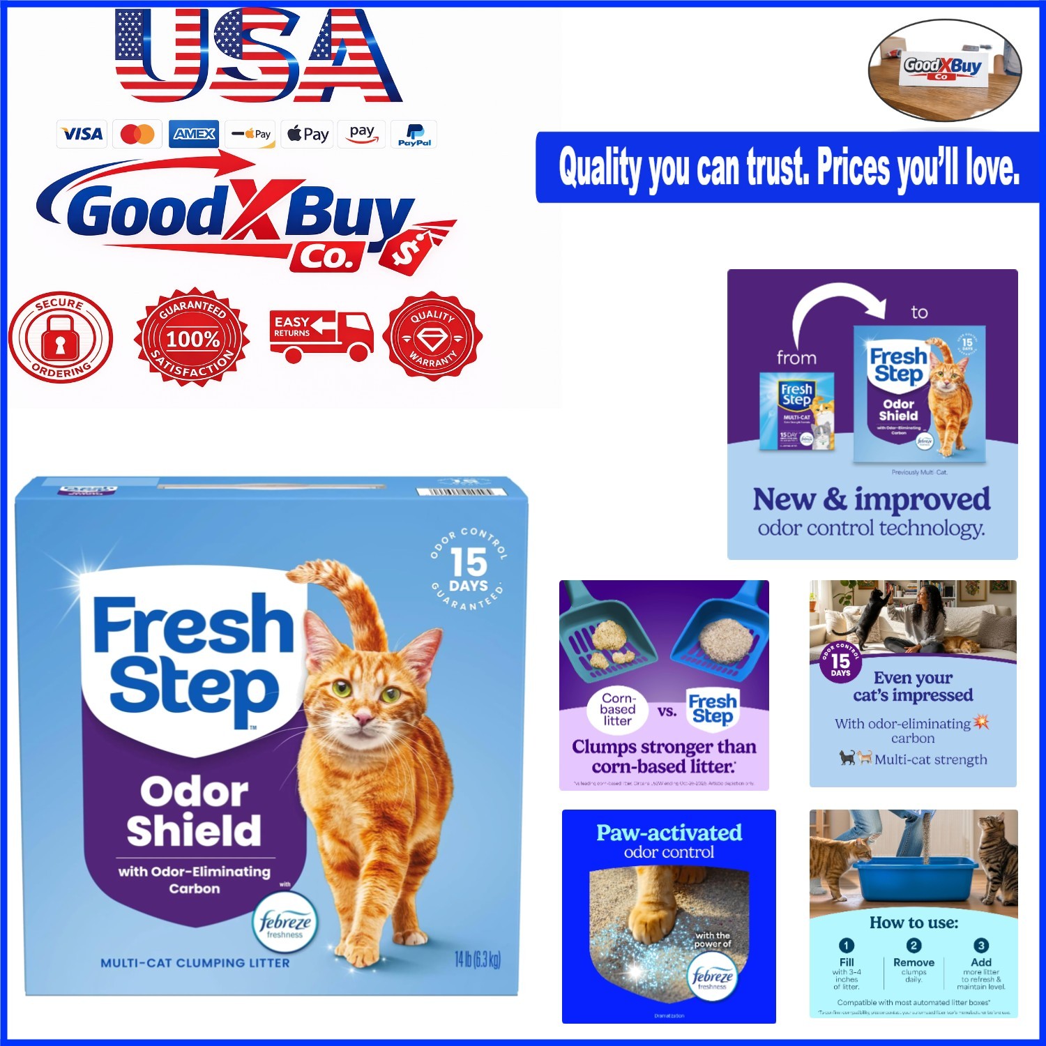 Multi-Cat Clumping Cat Litter 14lb Febreze Fresh Odor Control